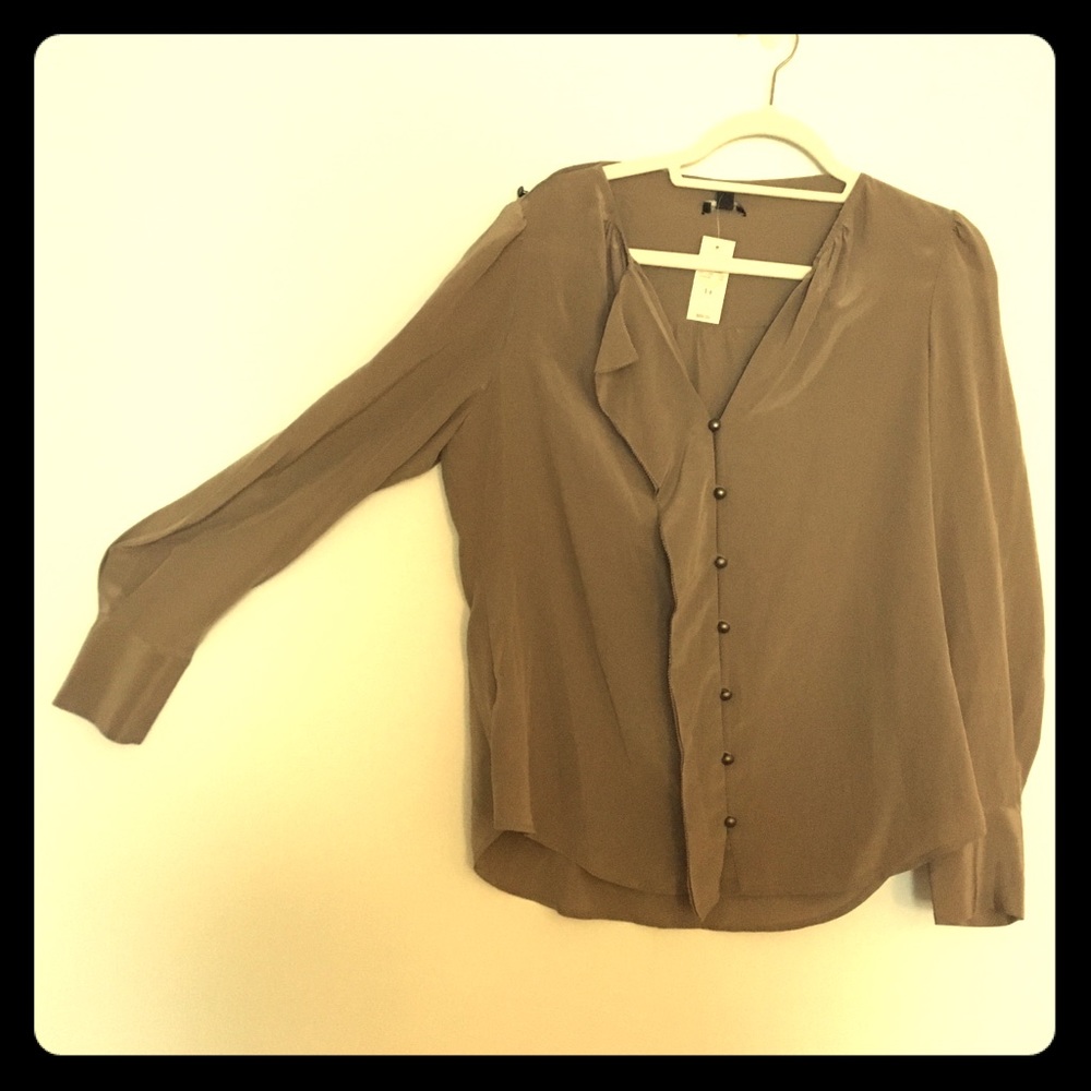 Ann Taylor Silk Blouse with Button Details